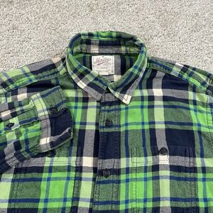 American Eagle Shirt L Plaid Flannel Green‎ Blue Classic Fit Long Sleeve Casual